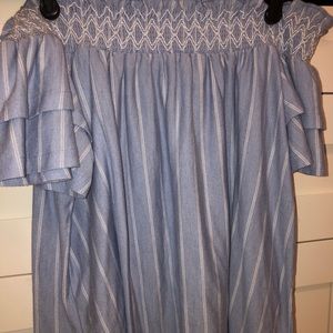 American eagle striped off the shoulder top